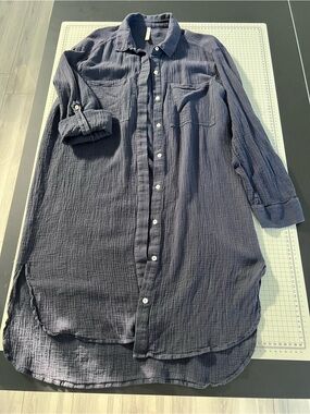Seafolly Cover-Up Shirt Dress – Navy Blue – Cotton Gauze – XS